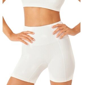 GIGI C Bikinis High Waisted White Mila Snakeskin Athletic Biker Shorts Size S